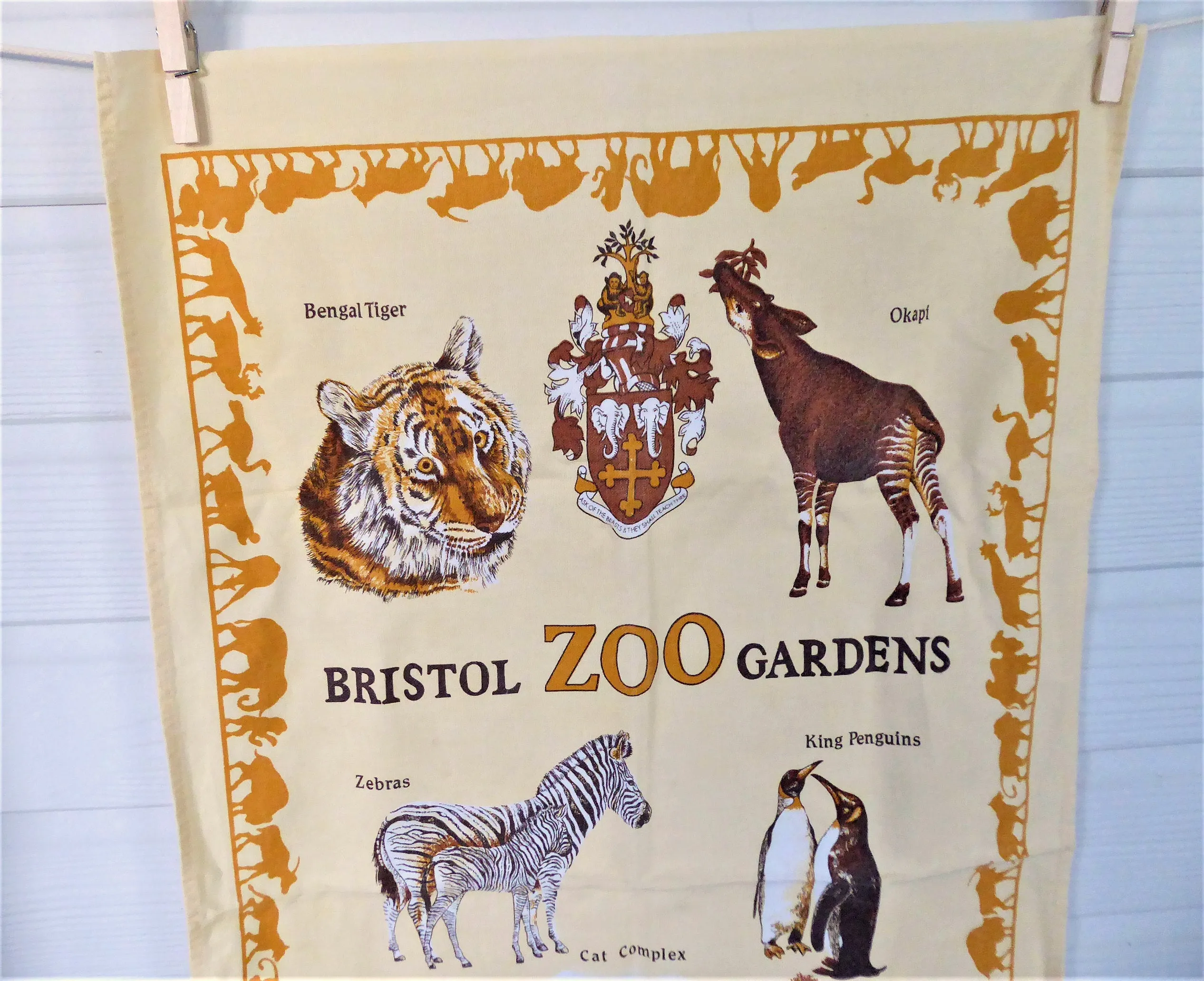 Tea Towel Bristol Zoo Gardens England Penguins Tiger Dish Towel