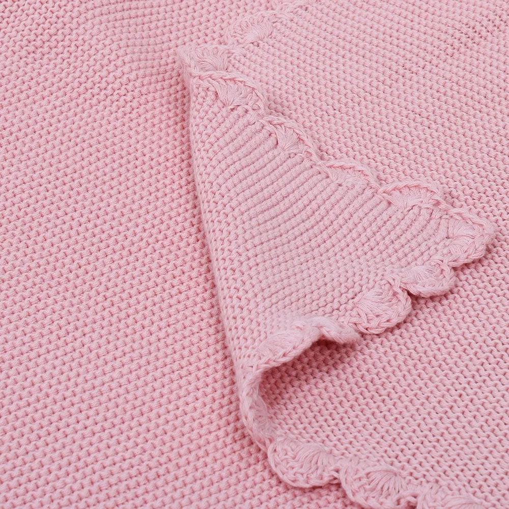 Teddy Bear- Baby Pink Cotton Knitted All Season AC Blanket with Cuddle Cloth Set for Babies