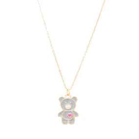 Teddy Bear with Heart Enamel Charm Necklace Children's Gift