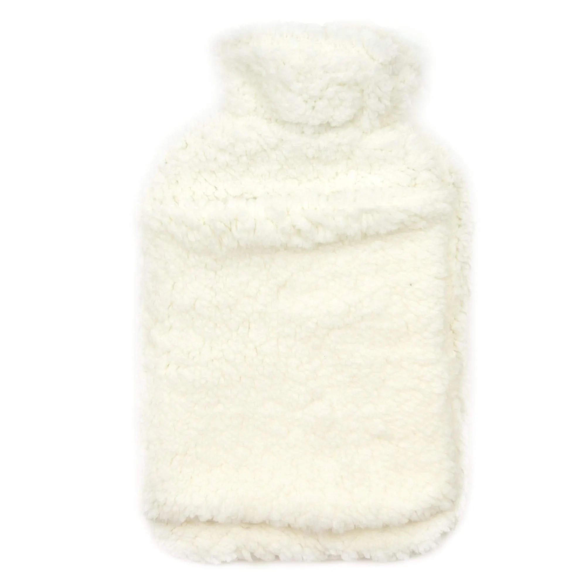 Teddy Fleece Hot Water Bottle with Hand Warmer Pocket Luxurious 2L Natural Rubber for Winter Comfort and Pain Relief by OLIVIA ROCCO