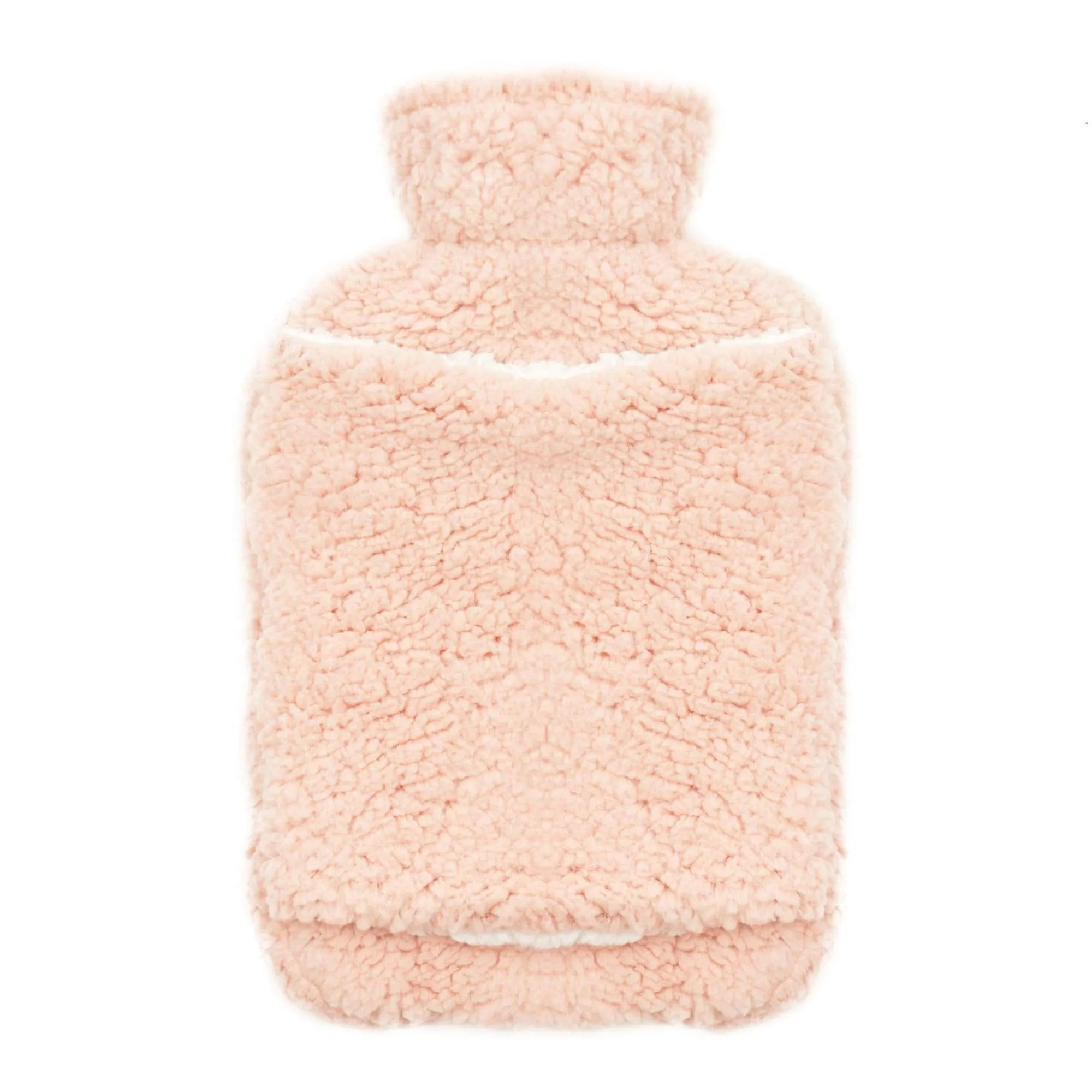 Teddy Fleece Hot Water Bottle with Hand Warmer Pocket Luxurious 2L Natural Rubber for Winter Comfort and Pain Relief by OLIVIA ROCCO