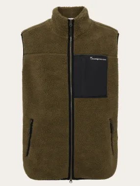 Teddy fleece vest - Dark Olive