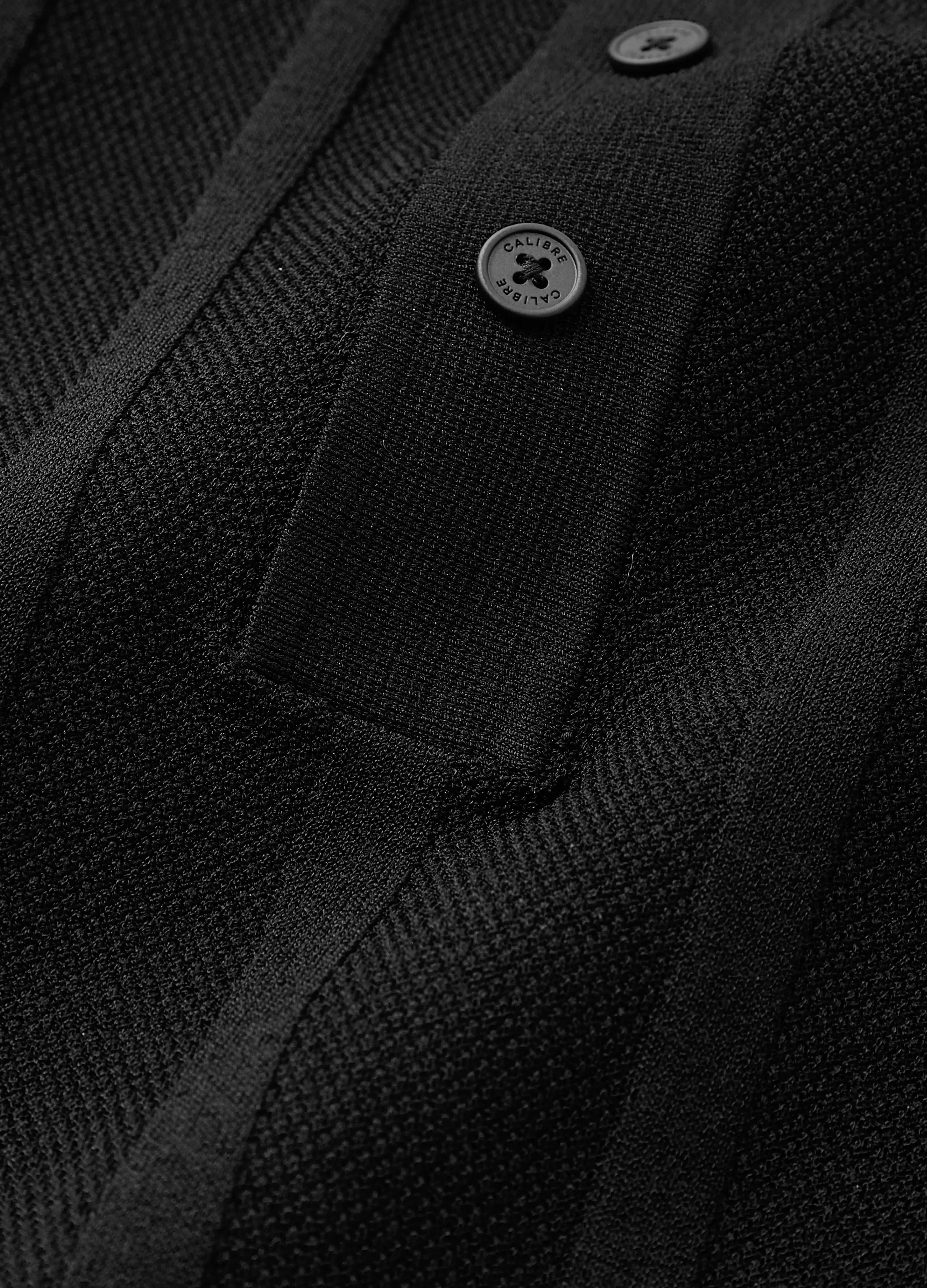 Textured Tech Knit Polo Black