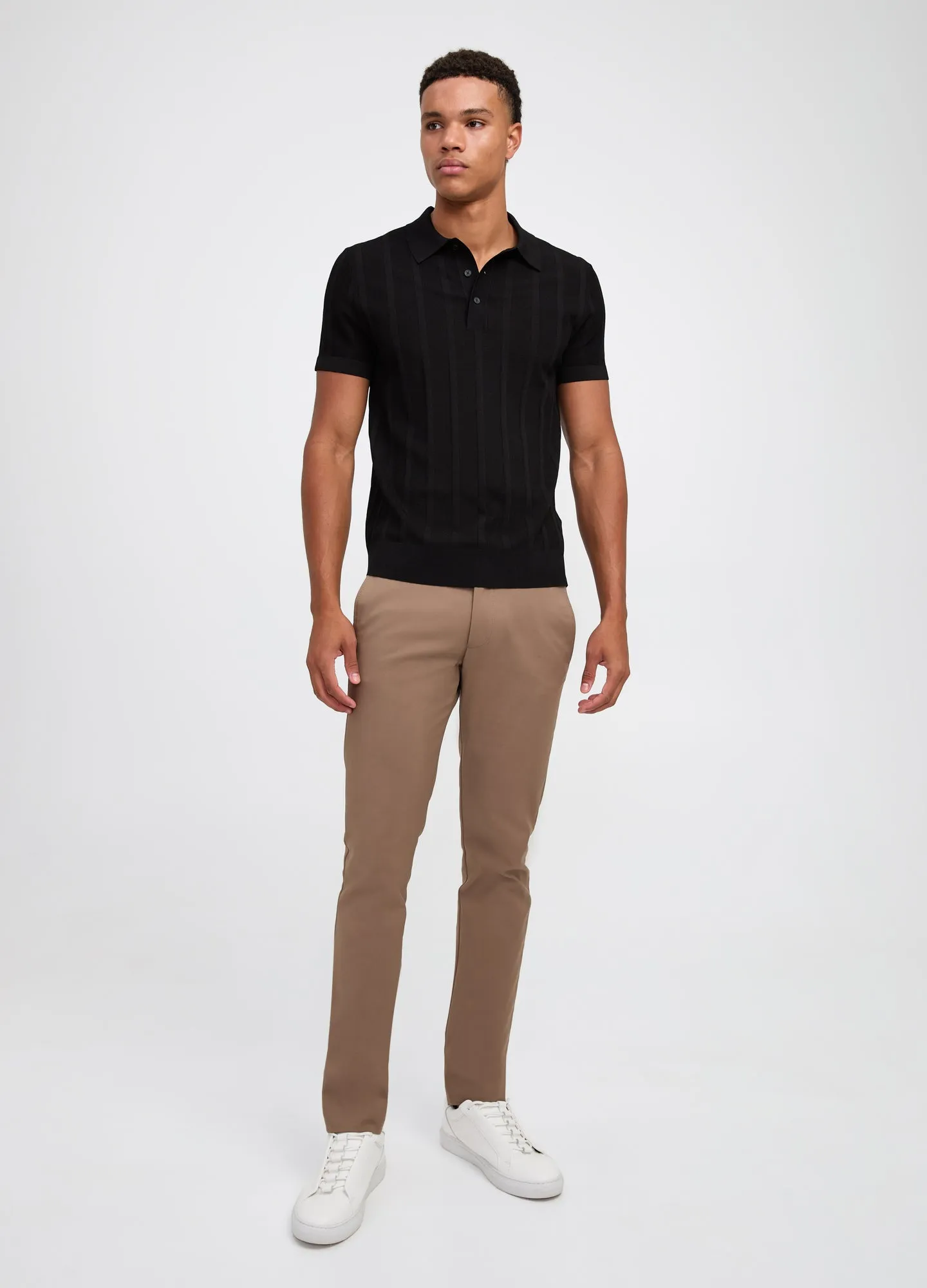 Textured Tech Knit Polo Black