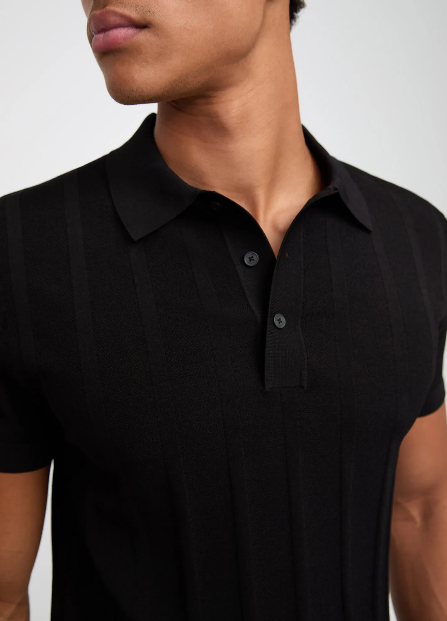 Textured Tech Knit Polo Black