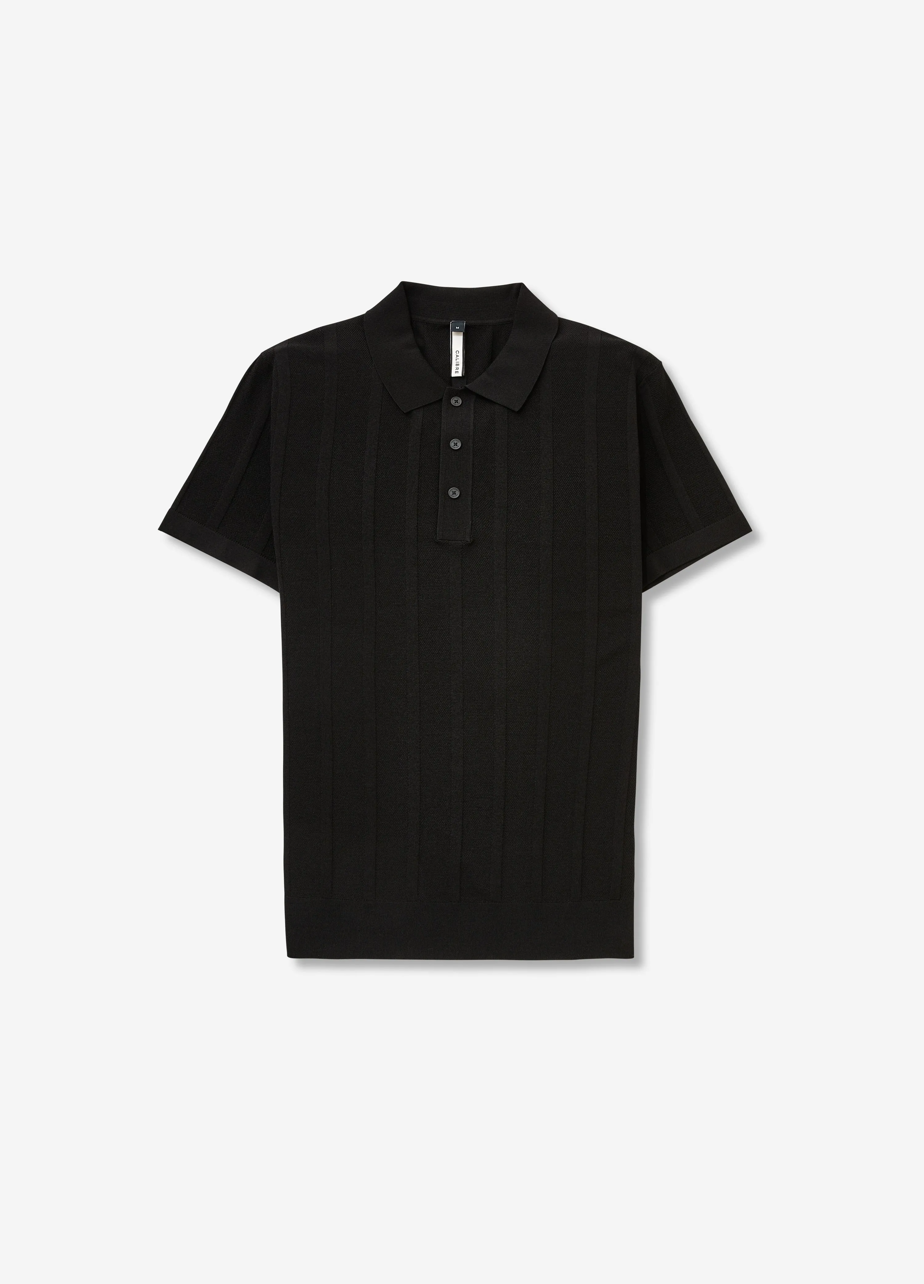 Textured Tech Knit Polo Black