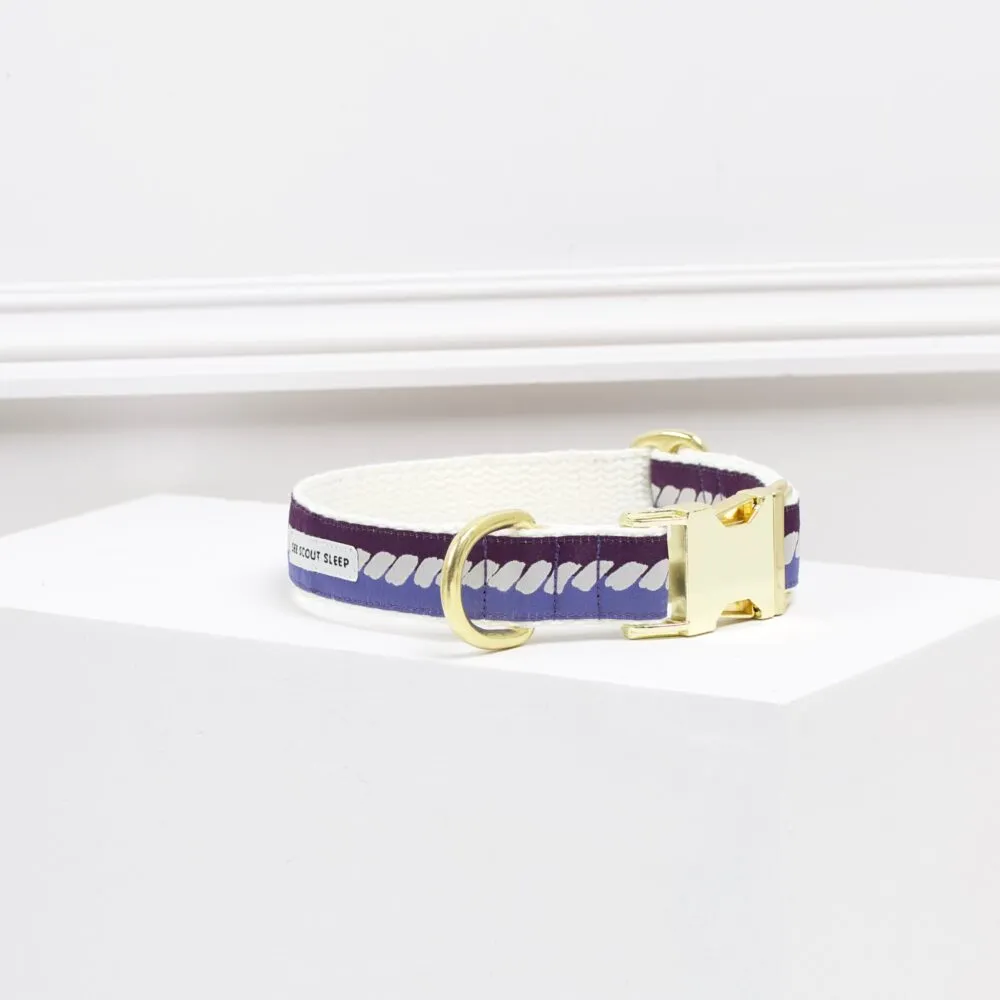 The Twist Deep Purple Dog Collar: Soft Beige and Blue