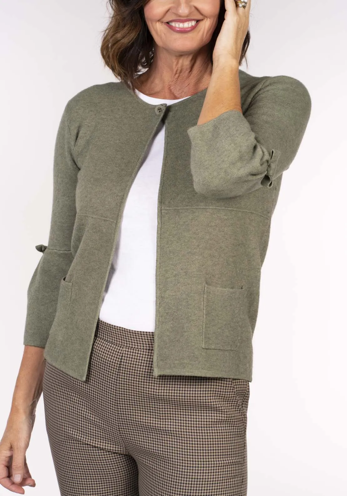 Twin Packet Cardi - Olive Melange