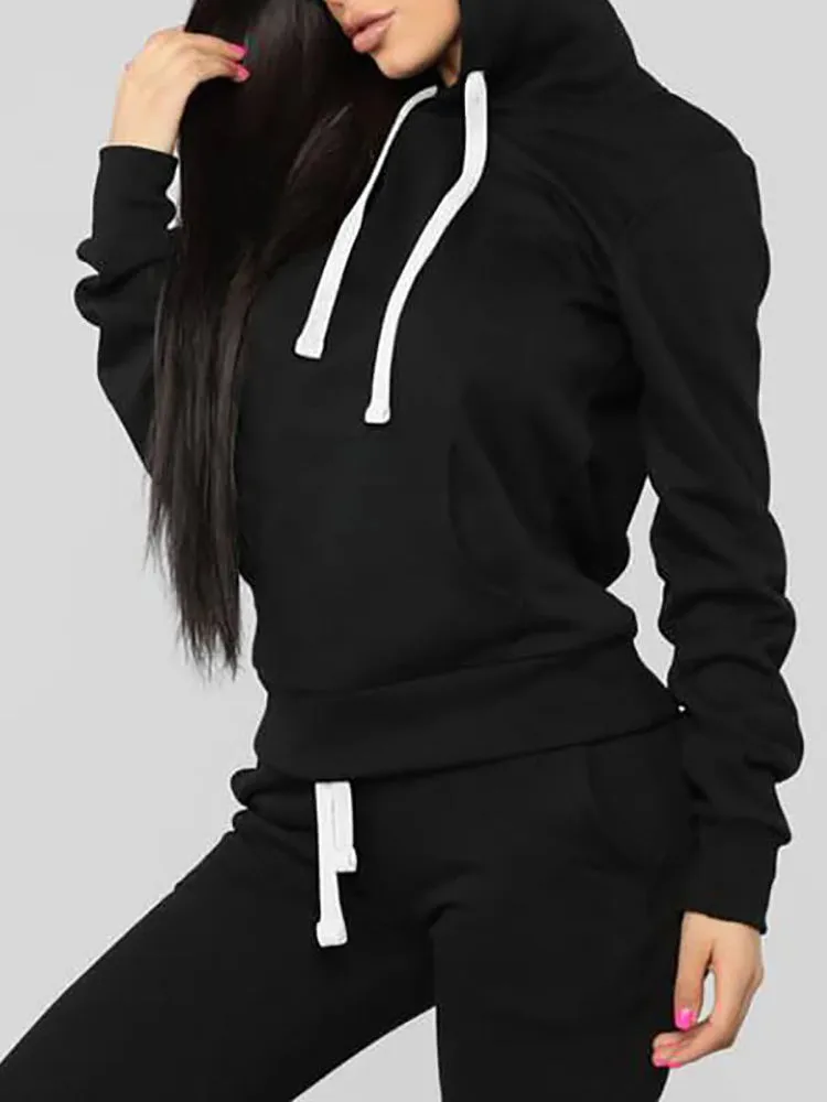 Two Piece Long Sleeve Hooded Sweatshirt Sweatpants