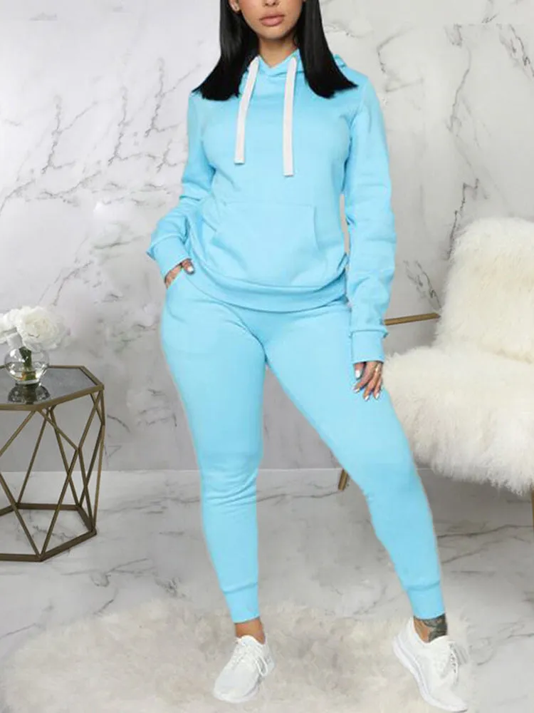 Two Piece Long Sleeve Hooded Sweatshirt Sweatpants