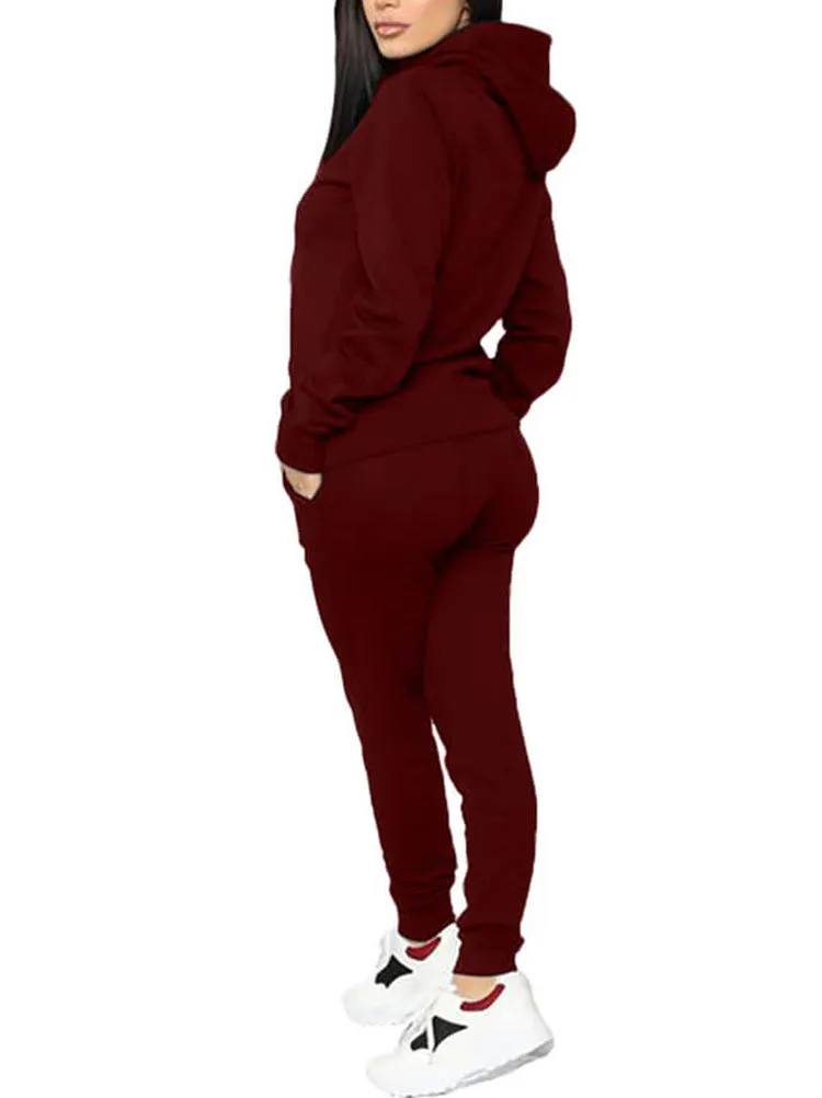 Two Piece Long Sleeve Hooded Sweatshirt Sweatpants