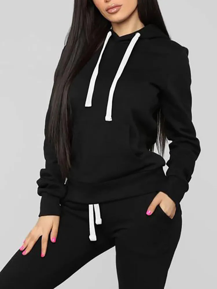 Two Piece Long Sleeve Hooded Sweatshirt Sweatpants