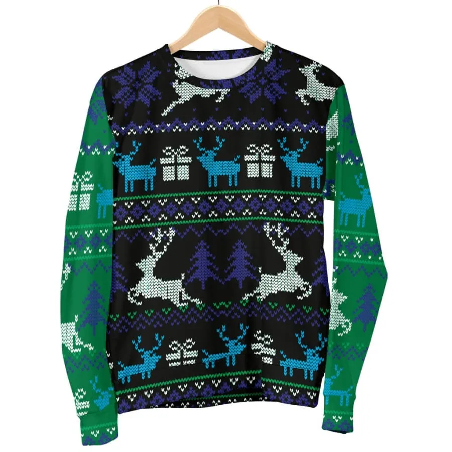 Ugly Christmas Green and Blue Sweater Womens