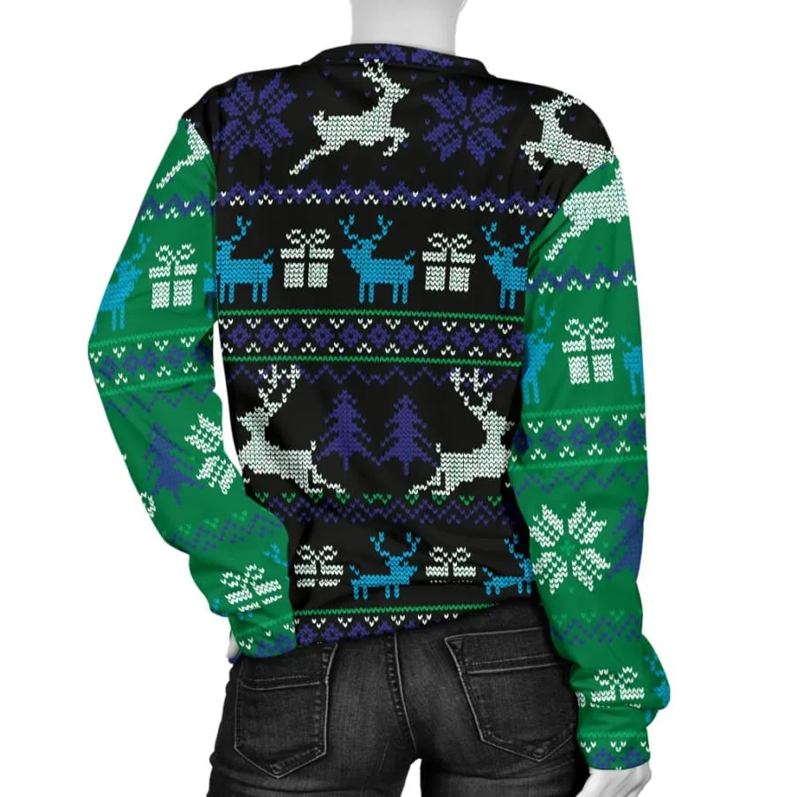 Ugly Christmas Green and Blue Sweater Womens