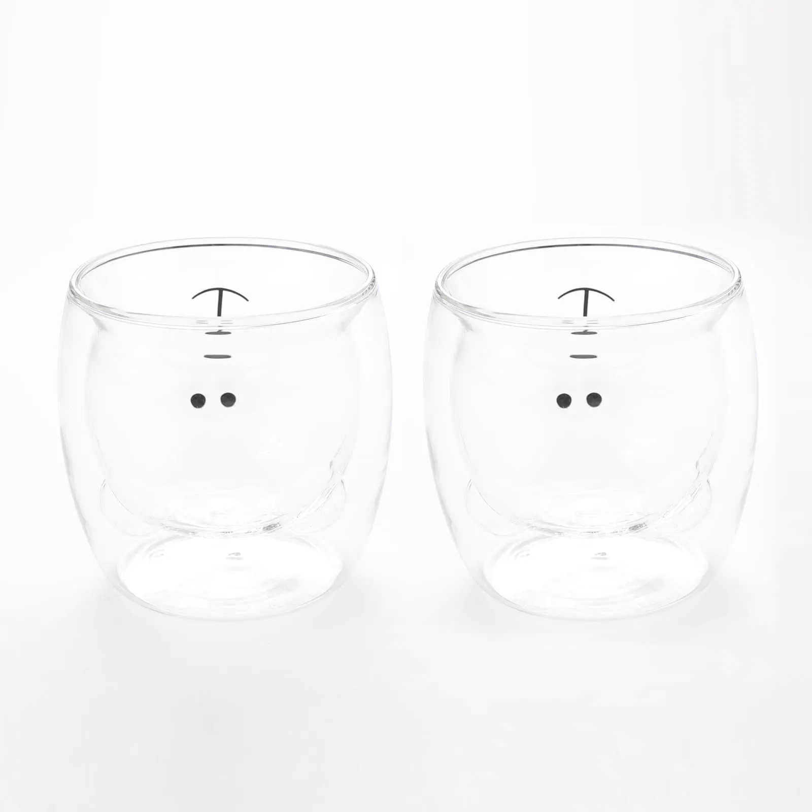 UMAI Cute Teddy Bear Glass Mug Set of 2 I Double Walled Borosilicate 250ml I Microwave Safe I Scratch Proof I Coffee Mugs for Couples I Transparent I Gift for Friends, Family and Loved Ones