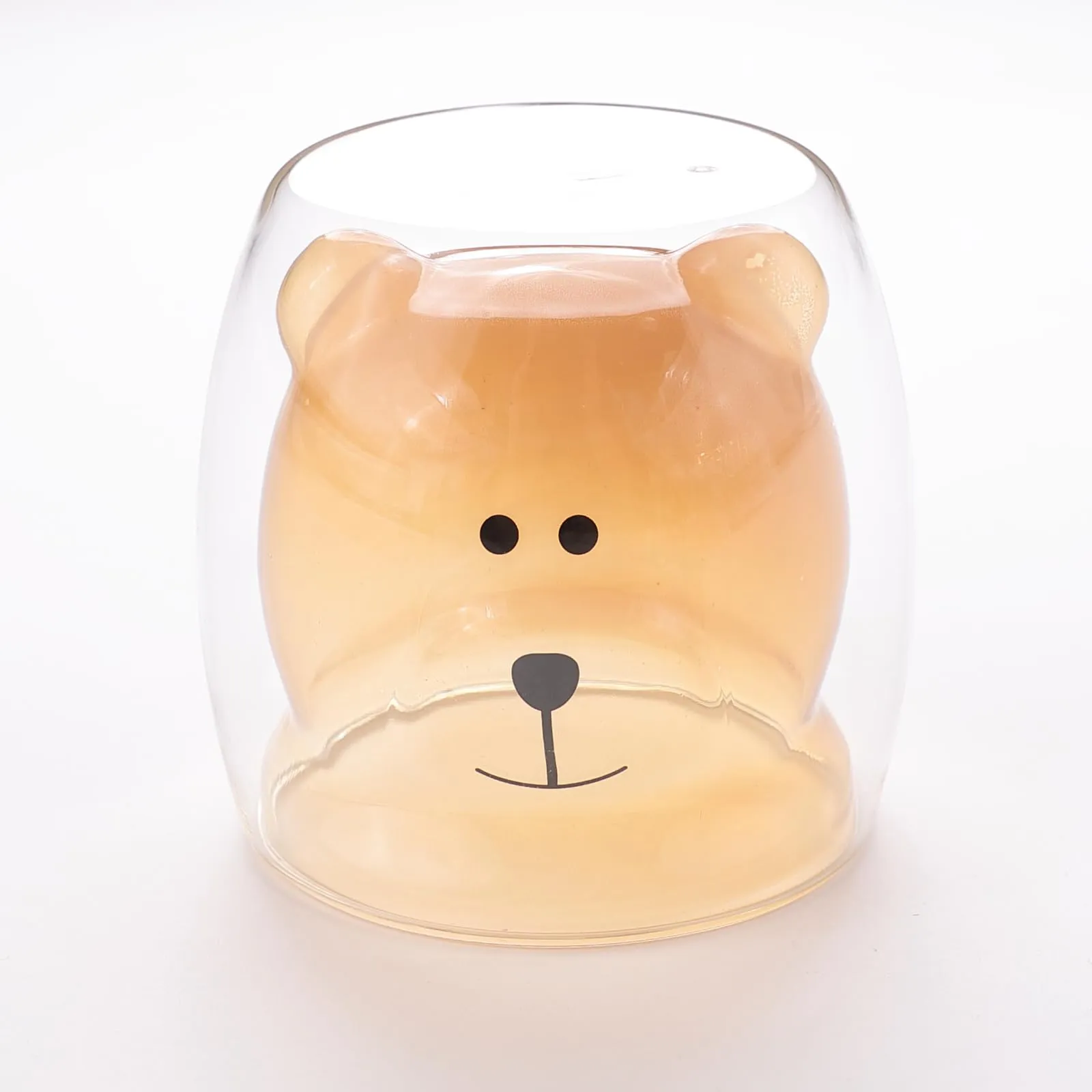 UMAI Cute Teddy Bear Glass Mug Set of 2 I Double Walled Borosilicate 250ml I Transparent I Microwave Safe I Scratch Proof I Coffee Mugs for Couples I Amber I Gift for Friends, Family and Loved Ones