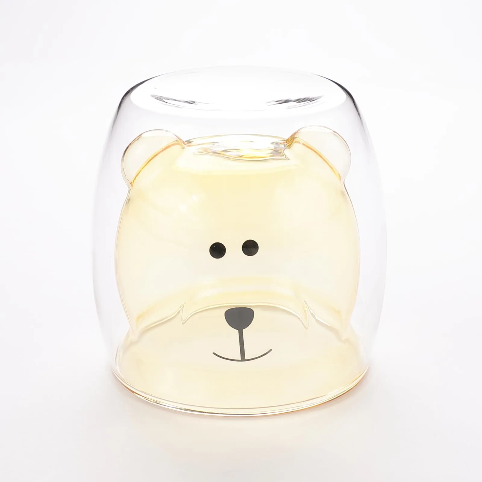 UMAI Cute Teddy Bear Glass Mug Set of 2 I Double Walled Borosilicate 250ml I Transparent I Microwave Safe I Scratch Proof I Coffee Mugs for Couples I Yellow I Gift for Friends, Family and Loved Ones