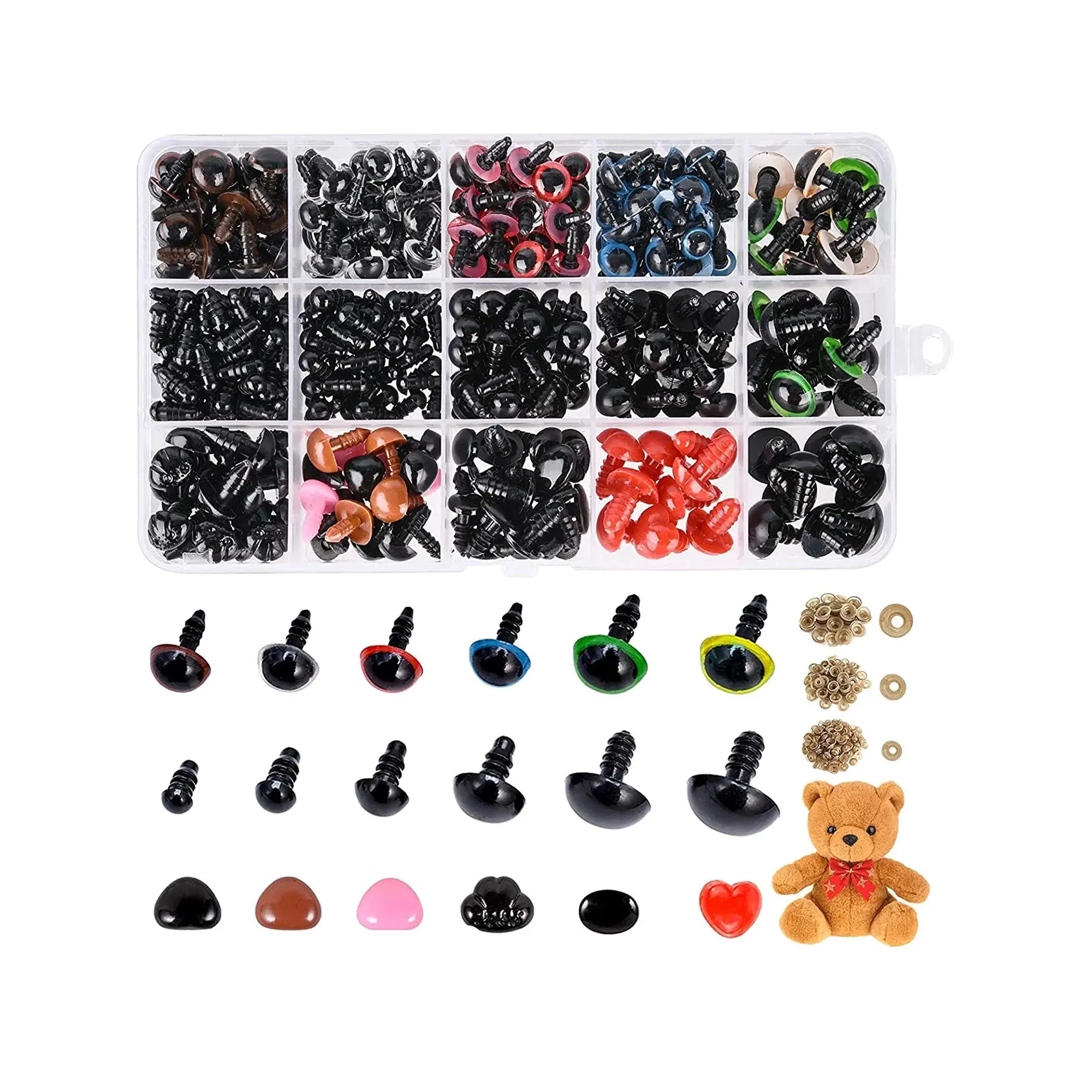 VERACT Safety Eyes and Noses | 792PCS Colorful Safety Eyes for Amigurumi with Washers for Crafts/Crochet/Stuffed Animals