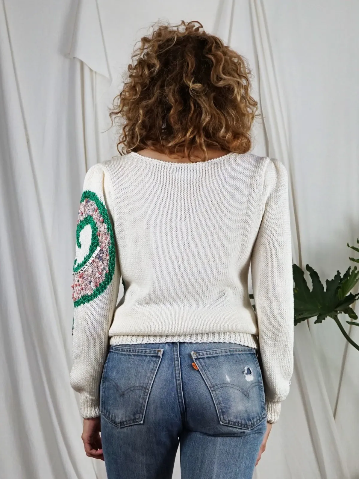 Vintage Dragon Bejeweled Handknit Sweater