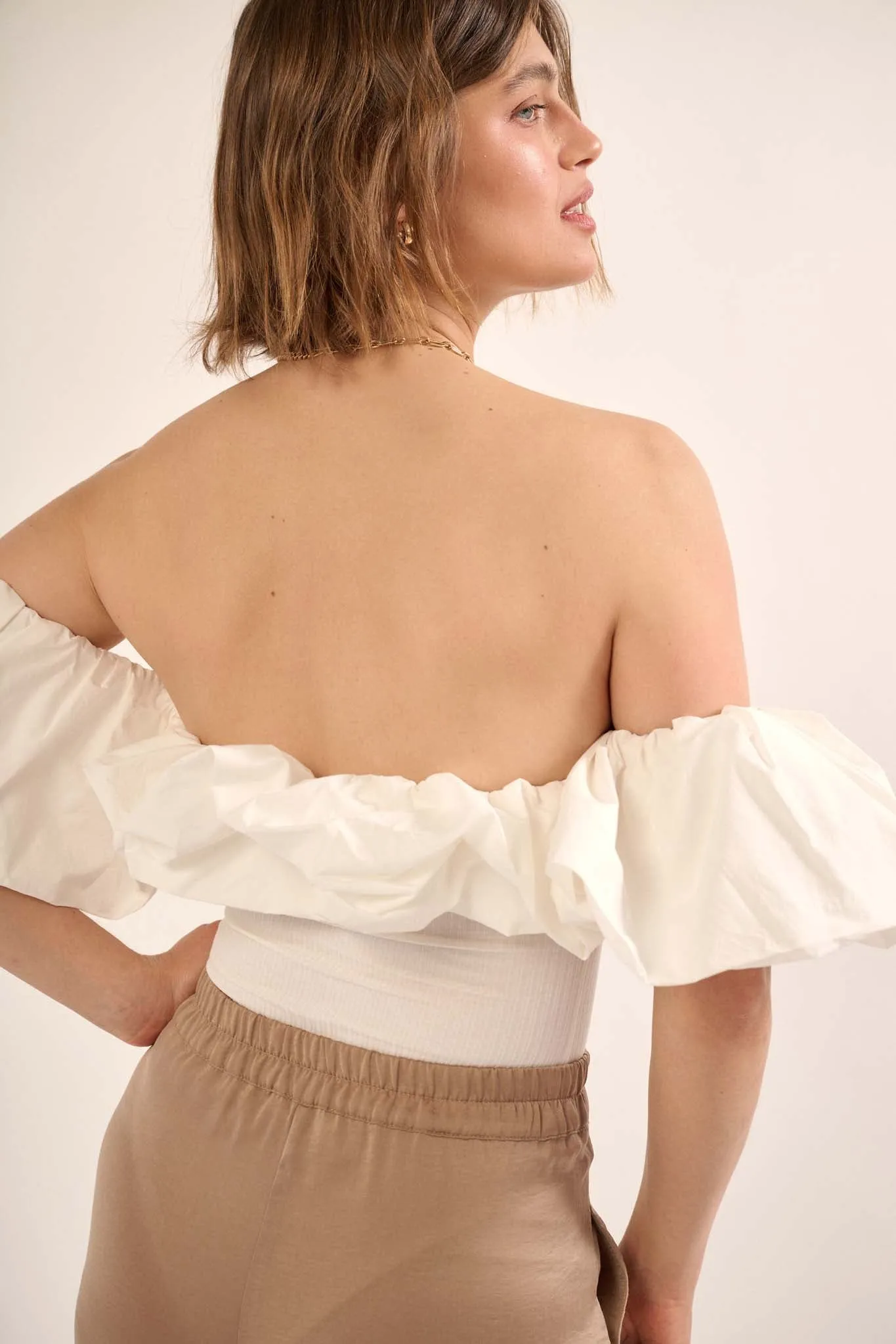 Vita Bellissima Off-Shoulder Ruffle Bodysuit