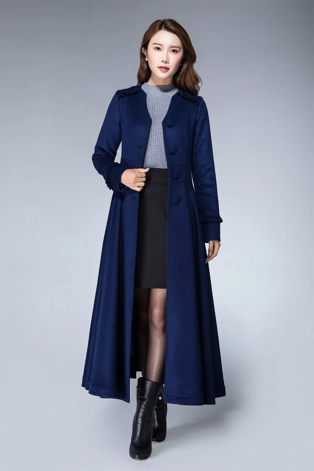 warm wool coat, dark blue coat, elegant coat, trench coat, wool coat, winter coat 1867