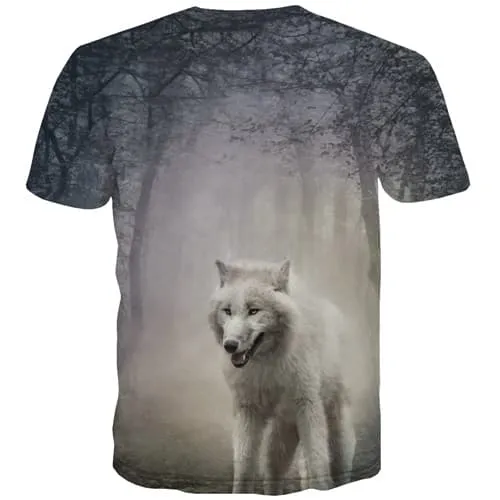 Wolf T shirts Men Animal T-shirts Graphic Forest T-shirts 3d Harajuku Shirt Print Short Sleeve Punk Rock Men Tee Slim Rock