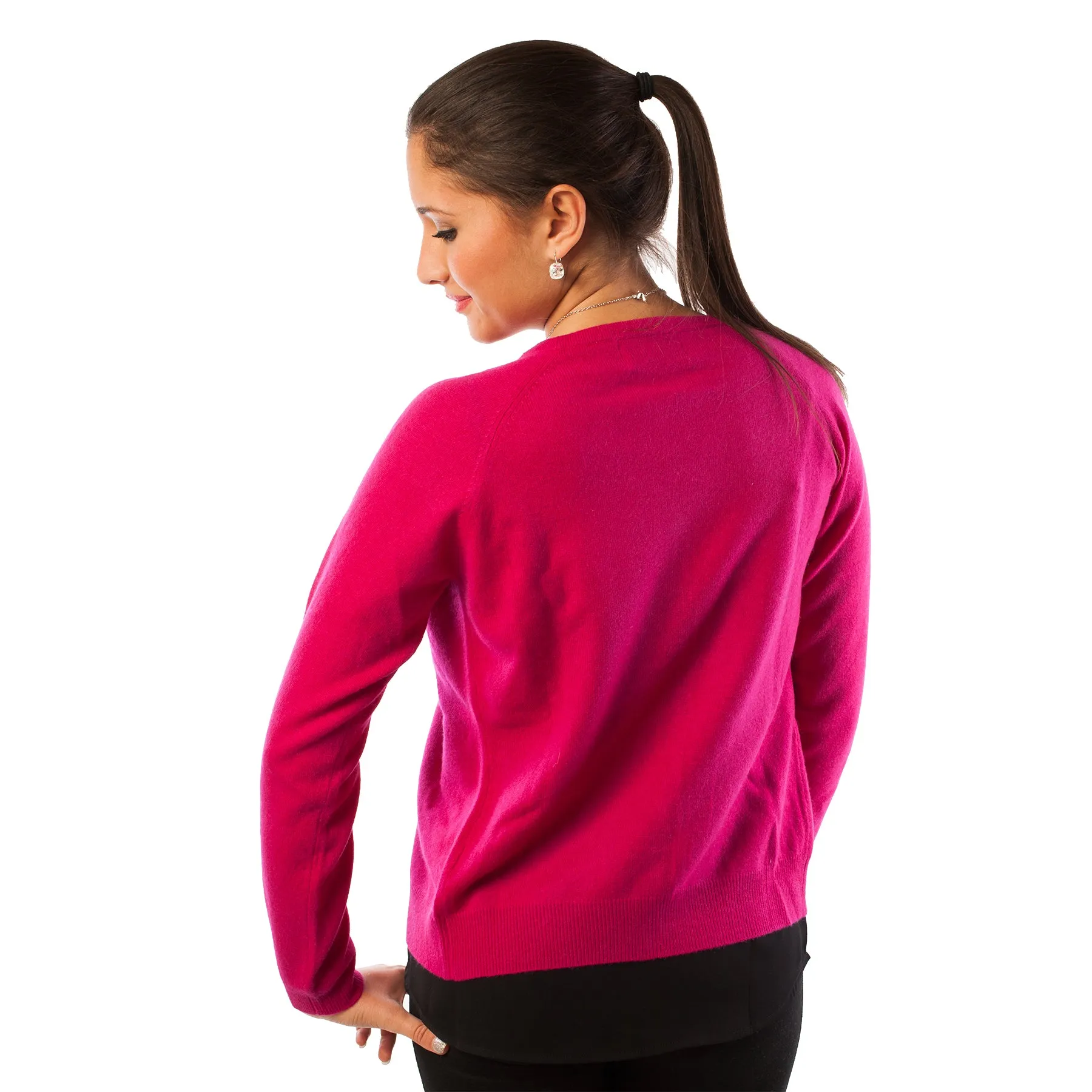 Women's Dunedin Cashmere Fashion V Neck  Fuchsia